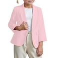 thumbnail image 1 of Tiijoy Suit Jacket for Girls Formal Solid Lapel Long Sleeve Blazer, Pink, Sizes 3-14, 1 of 7