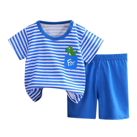 Tiijoy Summer Boys Outfits Cute Dinosaur Print Short Sleeve T-Shirt Shorts Set, Sizes 1-8