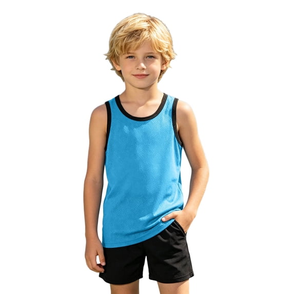 Tiijoy Summer Boys Tank Tops Casual Athletic Lightweight Sleeveless Shirt Top, Sizes 4-12