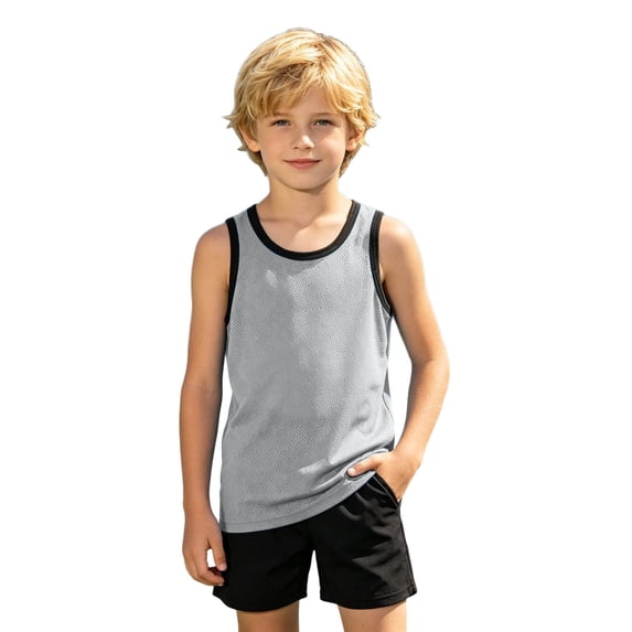 Tiijoy Summer Boys Tank Tops Casual Athletic Lightweight Sleeveless Shirt Top, Sizes 4-12