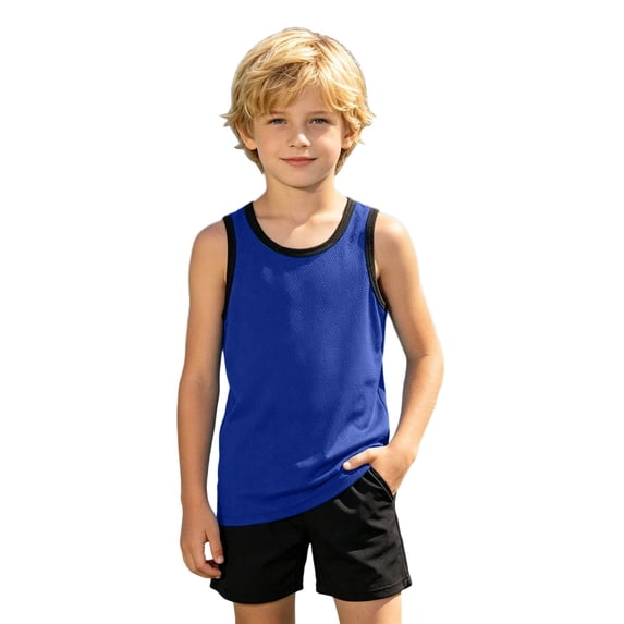 Tiijoy Summer Boys Tank Tops Casual Athletic Lightweight Sleeveless Shirt Top, Sizes 4-12