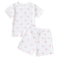 thumbnail image 1 of Tiijoy Summer Girls Outfit Set Casual Short Sleeved Ribbed T-Shirt Shorts Set, Sizes 6M-4T, 1 of 8