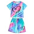 thumbnail image 1 of Tiijoy Summer Girls Outfits Tie Dyed Heart Print Short Sleeve Tee Shorts Set, Sizes 2-13, 1 of 4