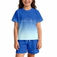 thumbnail image 1 of Tiijoy Summer Outfits for Girls Gradient Letter Short Sleeve Tshirt Shorts Set, Sizes 2-14, 1 of 4
