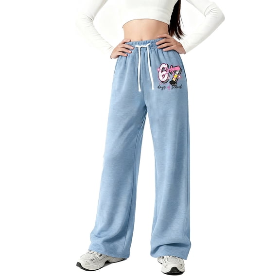 Tiijoy Sweatpants for Girls Loose Straight Leg Trousers Soft Comfy Sweat Pants, Sizes 4-16