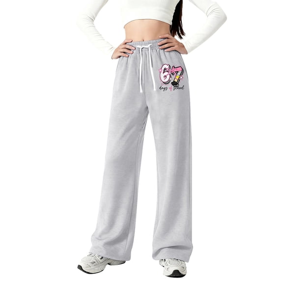 Tiijoy Sweatpants for Girls Loose Straight Leg Trousers Soft Comfy Sweat Pants, Sizes 4-16