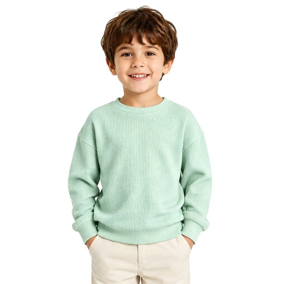 Tiijoy Sweatshirt for Boys Casual Solid Knit Long Sleeve Pullover Sweatshirts, Sizes 4-14