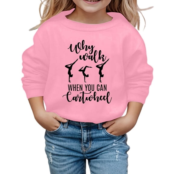 Tiijoy Sweatshirt for Girls Letter Graphic Crewneck Pullover Casual Sweatshirt, Sizes 2-3T