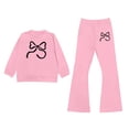 thumbnail image 1 of Tiijoy Sweatsuit for Toddler Girls Soft Bow Sweatshirt Flared Pants Outfits, Sizes 3-10, 1 of 3
