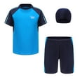 thumbnail image 1 of Tiijoy Swimsuit for Boys Short Sleeve Rash Guard Shorts Swim Cap Bathing Suit, 3 Piece, Sizes 13-14, 1 of 2