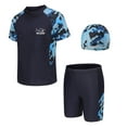 thumbnail image 1 of Tiijoy Swimsuit for Boys Short Sleeve Rash Guard Shorts Swim Cap Bathing Suit, 3 Piece, Sizes 9-10, 1 of 2