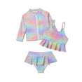 thumbnail image 1 of Tiijoy Swimsuit for Girls Swimwear Ruffle Tankini Set with Zip-Up Rash Guard, Sizes 3-7, 1 of 5