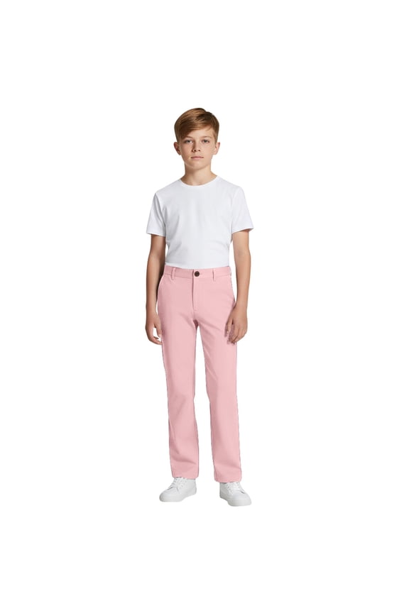Boys Dress Pants School Uniform Trousers Pull-On Stretch Pants, Sizes 5-16