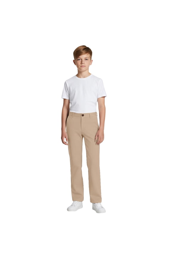 Teen Boys Dress Pants School Uniform Trousers Pull-On Stretch Pants, Sizes 5-16