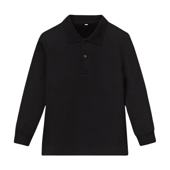 Tiijoy Boys Thicken Polo Shirt Solid Basic Long Sleeve Polo, Sizes 16-17