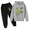 thumbnail image 1 of Tiijoy Teen Boys Outfits Cartoon Dinosaur Print Hoodie Jogger Pants Set, Sizes 13-14, 1 of 2