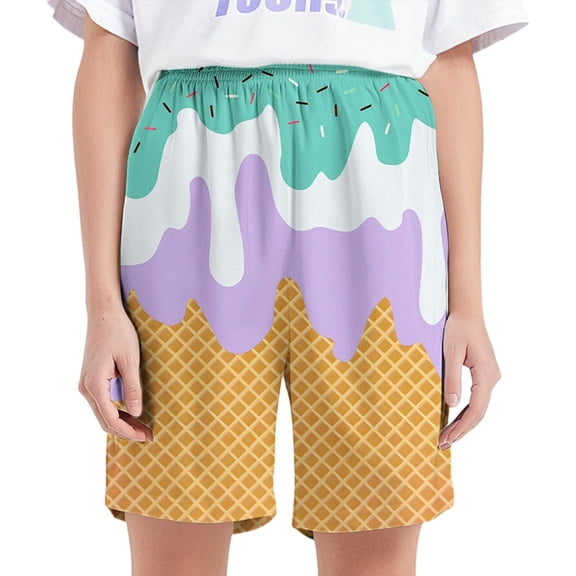 Tiijoy Teen Boys Summer Shorts Casual Ice-Cream Print Elastic Waist Shorts, Sizes 2-14