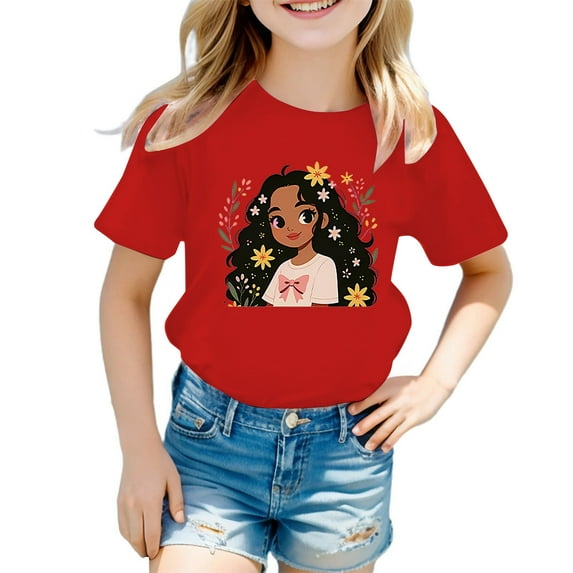 Tiijoy Teen Girl's Short Sleeve Graphic Tee Short Sleeve Casual Soft T Shirt, Sizes 13-14