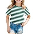 thumbnail image 1 of Tiijoy Girls Carnival Striped T-Shirt Unisex Casual Short Sleeve T Shirt, Sizes 2-15, 1 of 3