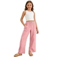 thumbnail image 1 of Tiijoy Girls Casual Pants Elastic Waist Straight Leg Relaxed Fit Pants, Sizes 15-16, Pink, 1 of 6
