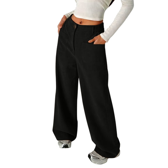 Tiijoy Teen Girls Corduroy Pants Loose Fit Straight Leg Pants with Pockets, Sizes 5-14