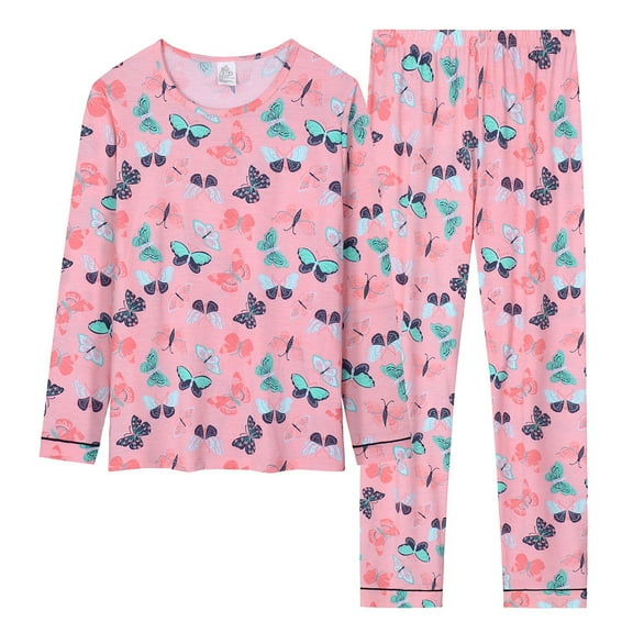 Tiijoy Teen Girls Floral Pajamas Unisex Long Sleeve Top Pants Sleepwear, Sizes 14-15