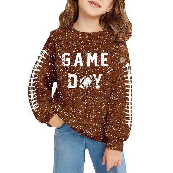 Tiijoy Girls Football Graphic Sweatshirt Game Day Pullover Top, Sizes 13-14