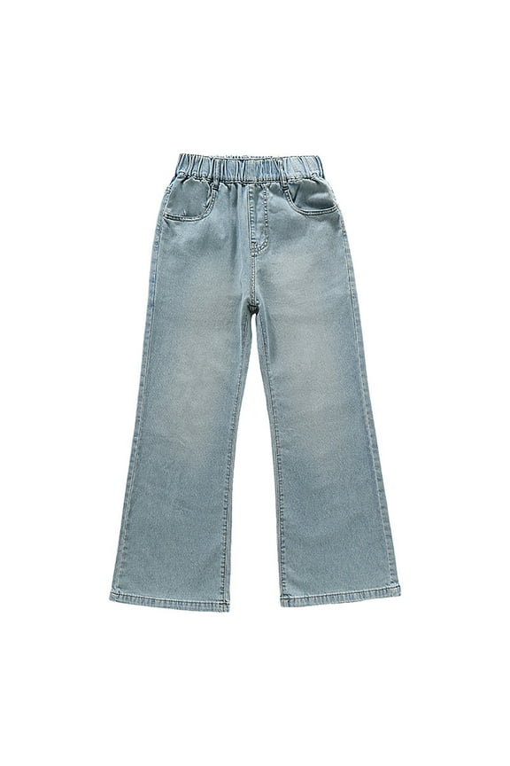 Teen Girls Jeans Straight Leg Loose Fit Denim Pants Casual Trousers, Sizes 14-15