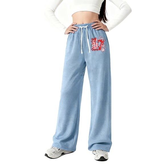 Tiijoy Teen Girls Sweatpants Loose Straight Leg Pants Soft Sports Trousers, Sizes 4-16
