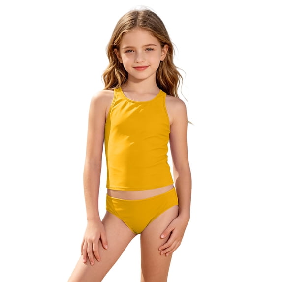 Tiijoy Teen Girls Tankini Swimsuit UPF 50+ Quick Drying Bathing Suit Swimwear, 2-Piece