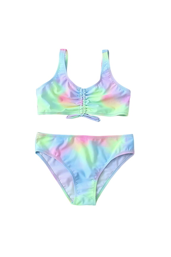 Teen Girls Tie Dye Bikini Swimsuit Scoop Neck Swimming Suit Swimwear, Sizes 7-16