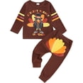 thumbnail image 1 of Tiijoy Thanksgiving Outfits for Boys Turkey Graphic Crewneck Sweatshirt Pants Clothes Set, 1 of 3