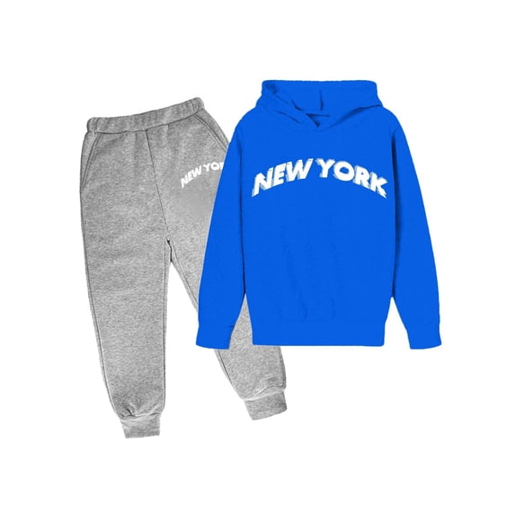 Tiijoy Toddler Boy Tracksuit Casual New York Print Hoodie Jogger Pants Outfits, Sizes 3-14