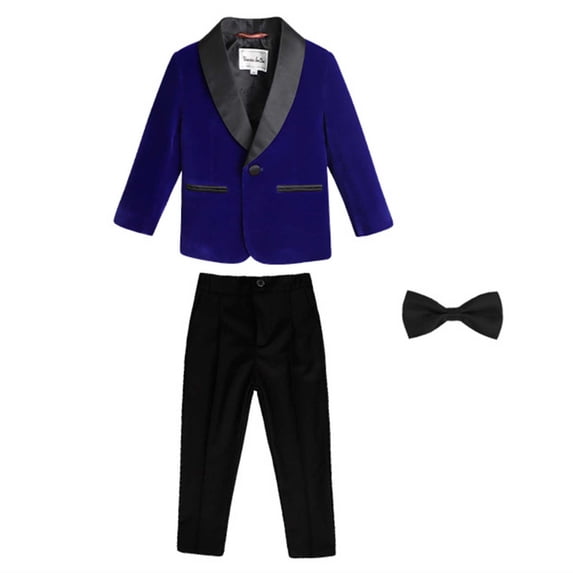 Tiijoy Toddler Boy's Bow Tie 3Pc Suit Lapel Long Sleeved Blazer Pants with Bowtie Outfits