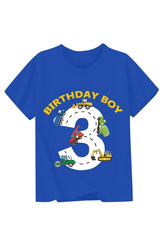 Toddler Boys 3Rd Birthday T-Shirt Letter Print Short Sleeved T Shirt, Sizes 3-4T