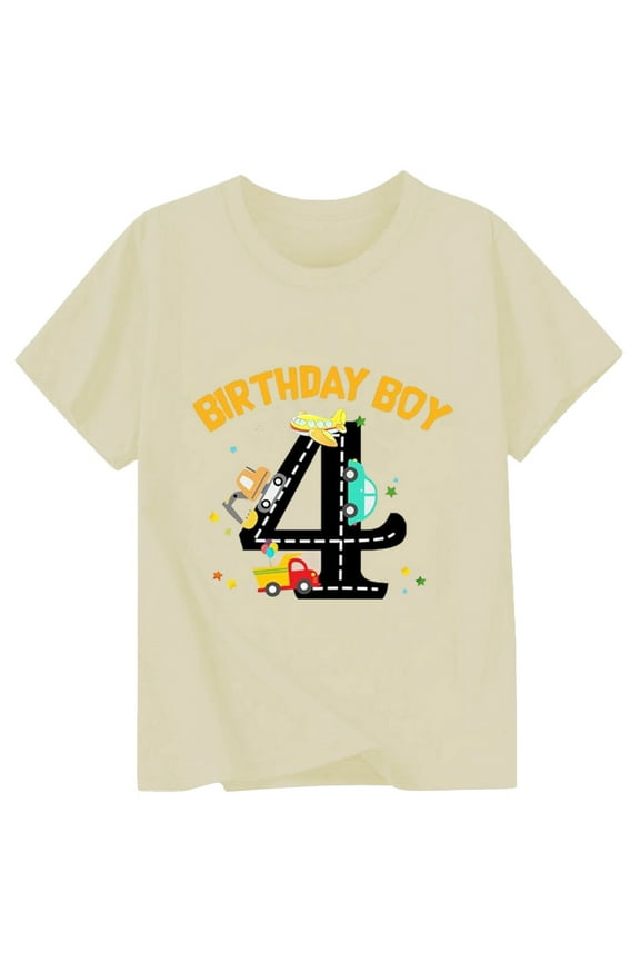 Toddler Boys 4Th Birthday T Shirt Short Sleeve Crew Neck T-Shirt Tee, Sizes 1-2T