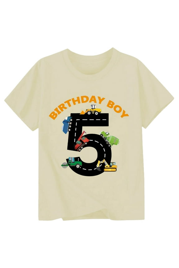 Toddler Boys 5Th Birthday T Shirt Letter Print Short Sleeve T-Shirt, Sizes 1-2T