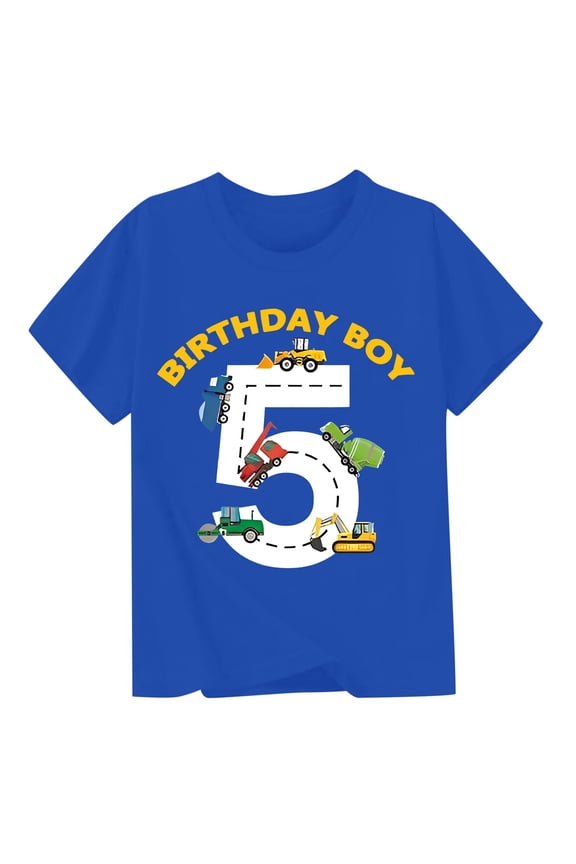 Toddler Boys 5Th Birthday T Shirt Letter Print Short Sleeve T-Shirt, Sizes 4-5T