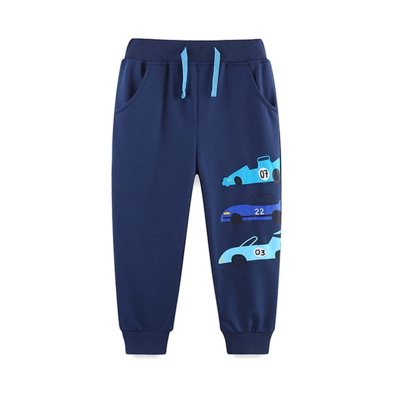 Tiijoy Toddler Boys Active Joggers Car Print Elastic Waist Drawstring Pants Casual Trousers