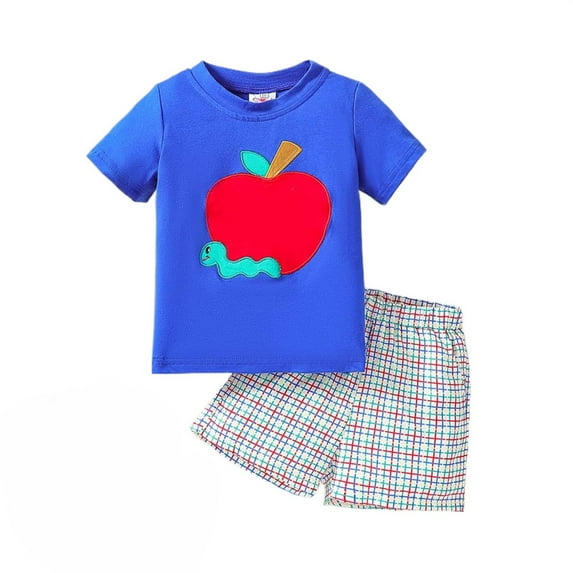 Tiijoy Toddler Boys Apple Print Cotton Short Sleeve T-Shirt and Shorts Set, Sizes 3-4