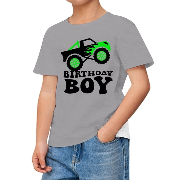 Tiijoy Toddler Boys Birthday Short Sleeve T-Shirt Letter Graphic Crew Neck Tshirt, Sizes 4-5