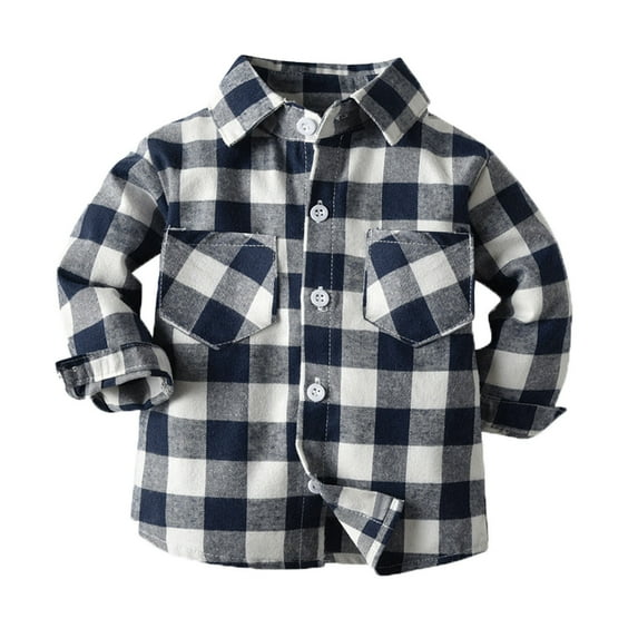 Tiijoy Toddler Boys Brushed Plaid Button-Down Shirt Jacket with Long Sleeve, Sizes 2-3