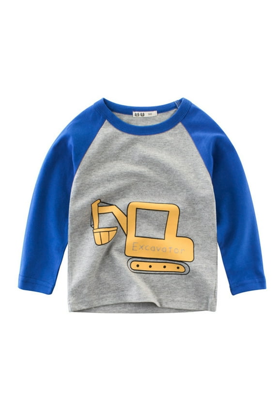 Toddler Boys Car Print Long Sleeve T-Shirt Cotton Graphic Tee Casual T-Shirt, Sizes 2-3
