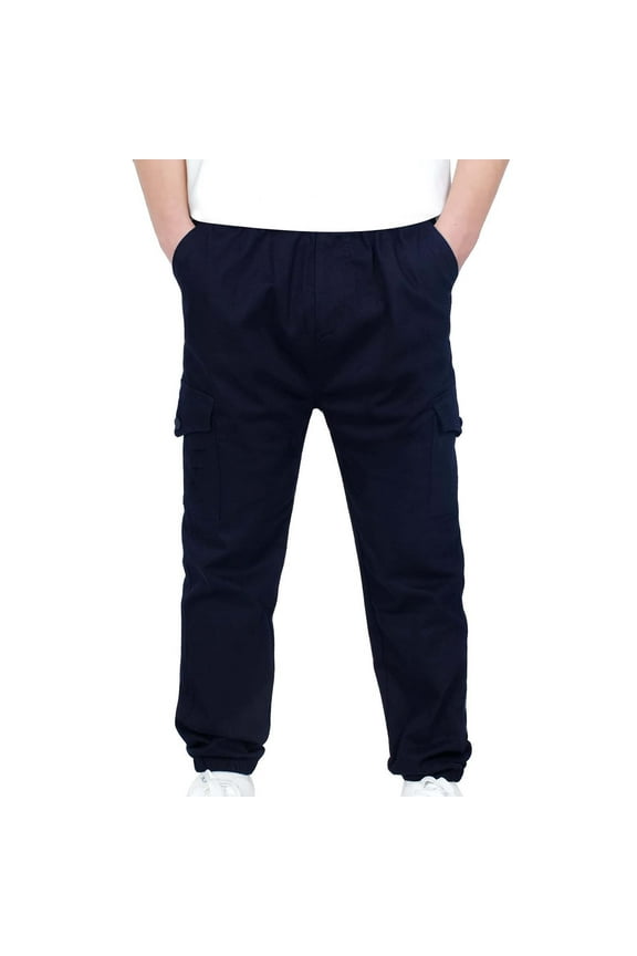 Toddler Boys Cargo Pants Stretch Elastic Waist Twill Pants School Uniform Joggers