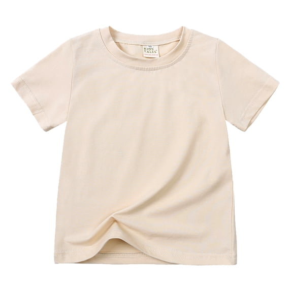 Tiijoy Toddler Boys Casual Cotton T Shirt Solid Short Sleeve Crewneck T-Shirt Top, Beige