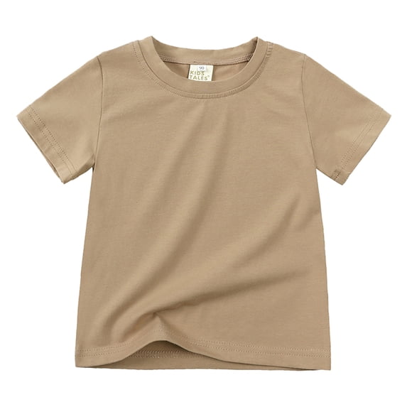 Tiijoy Toddler Boys Casual Cotton T Shirt Solid Short Sleeve Crewneck T-Shirt Top, Khaki