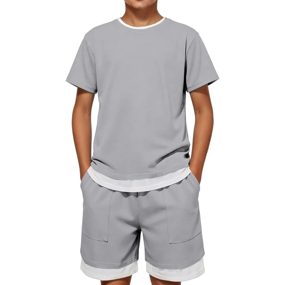 Tiijoy Toddler Boys Casual Outfits Kids 2Pcs Short Sleeve T-Shirt Shorts Set, Sizes 3-4