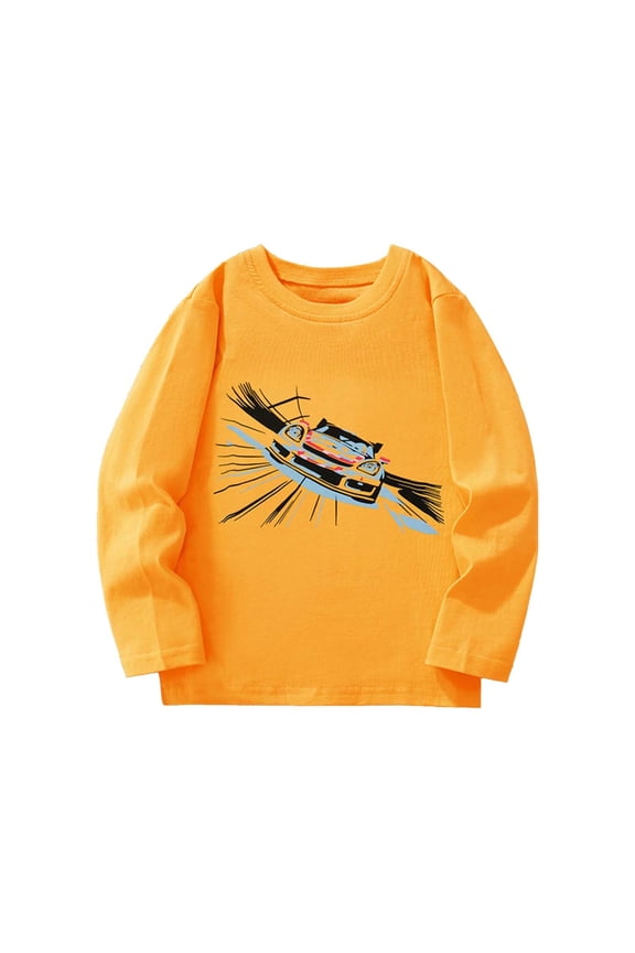 Toddler Boys Casual Sweatshirt Car Print Cotton Long Sleeve Pullover, Sizes 4-5