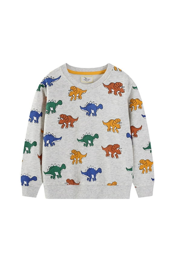 Toddler Boys Casual Sweatshirt Dinosaur Print Crew Neck Pullover Top, Sizes 4-5T