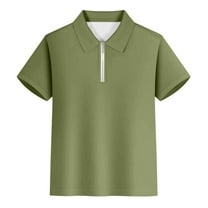 Tiijoy Toddler Boys Casual Zipper Short Sleeve Polo Shirt Solid Color Versatile Shirt, Sizes 3-4